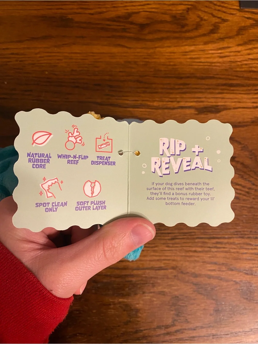 BARK BarkBox Great Furrier Reef Rip + Reveal Dog Toy Size L 2-in-1 Rubber Core